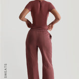 Structured Wide Leg Sweatpants - Vintage Berry