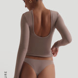 Reform Open Back Long Sleeve T-Shirt - Warm Mocha