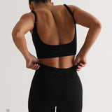 Open Back Athleisure Crop Top - Black