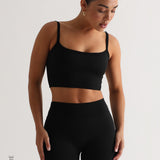 Open Back Athleisure Crop Top - Black