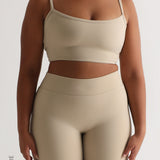 Athleisure-Shorts mit hoher Taille, 6 Zoll – Beige