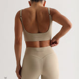 Open Back Athleisure Crop Top - Beige