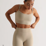Athleisure-Shorts mit hoher Taille, 6 Zoll – Beige