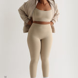 Athleisure-Leggings mit hoher Taille - Beige