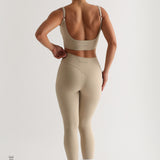 Athleisure-Leggings mit hoher Taille - Beige