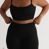 Open Back Athleisure Crop Top - Black