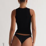 Crew Micro-Ribbed Tank Top - Black