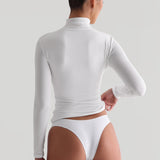 Seamless Long Sleeve Turtleneck T-shirt - White