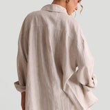 The Oversized Linen Button-Down Top - Sand
