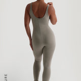 Banded Scoop Neck Jumpsuit - Quiet Sage