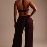 Heritage Linen Wide-Leg Pants - Grape