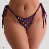 Double Strap Cheeky Bikini Bottom - Vine Mosaic