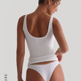 Banded Scoop Neck Tank Top - White