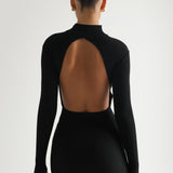 Kendall Ribbed Mini Dress - Black