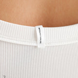 Bodysuit mit U-Ausschnitt und Mikrorippenmuster - Weiß