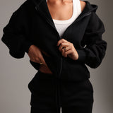 Sweat à capuche zippé Boyfriend - Noir