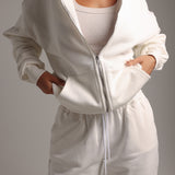 Boyfriend Zip-Up Hoodie - White
