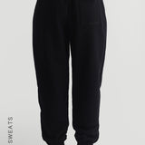 Baggy Fit Structured Sweatpants - Black