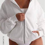 Boyfriend Zip-Up Hoodie - White