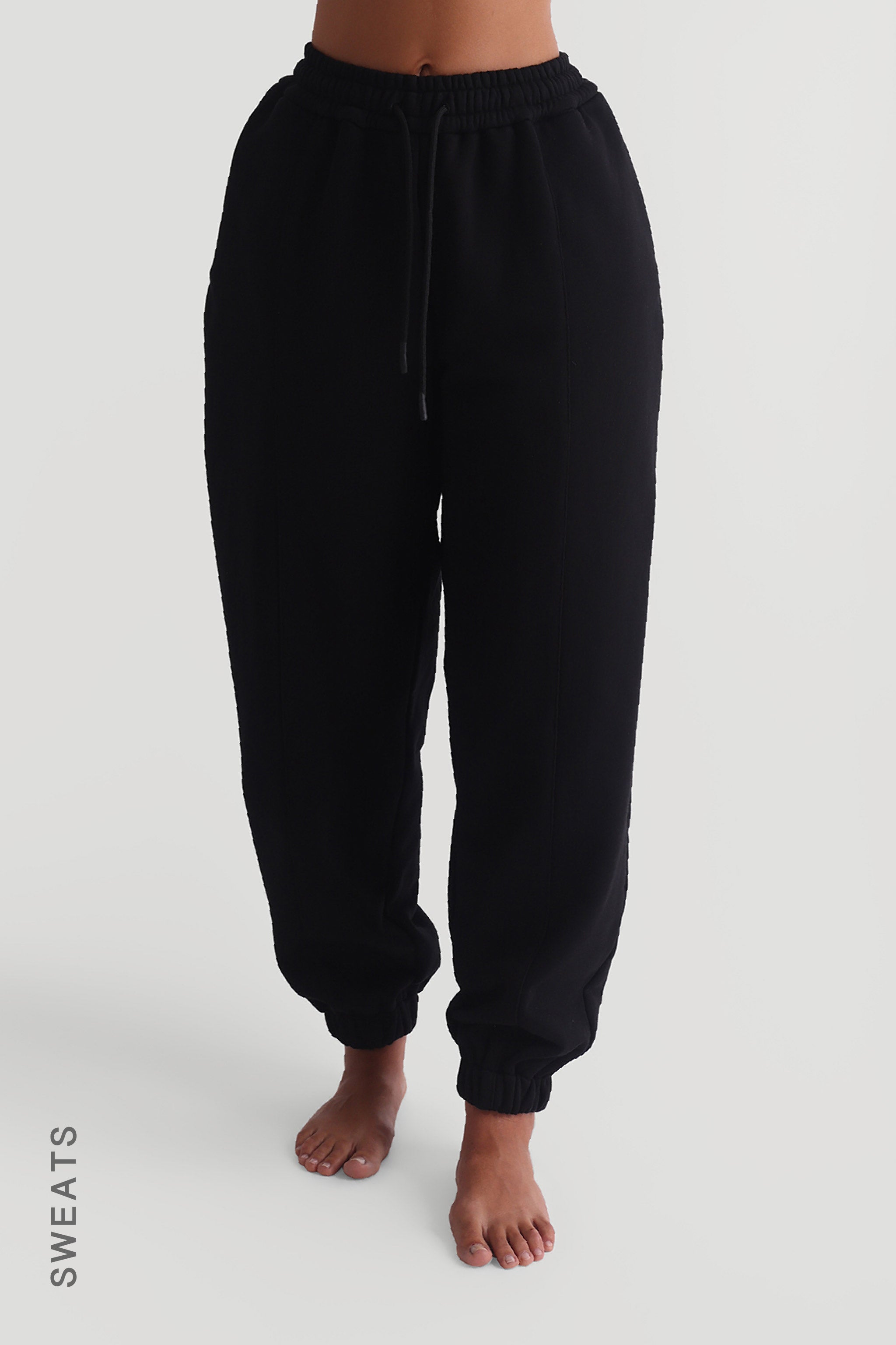 Baggy Fit Structured Sweatpants - Black – My Outfit Online