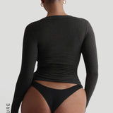 V-Shape Long Sleeve T-Shirt - Black Stone