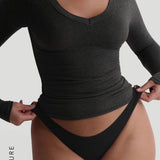 V-Shape Long Sleeve T-Shirt - Black Stone