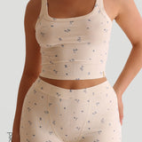 Square Neck Micro-Ribbed Tank Top - Bloom