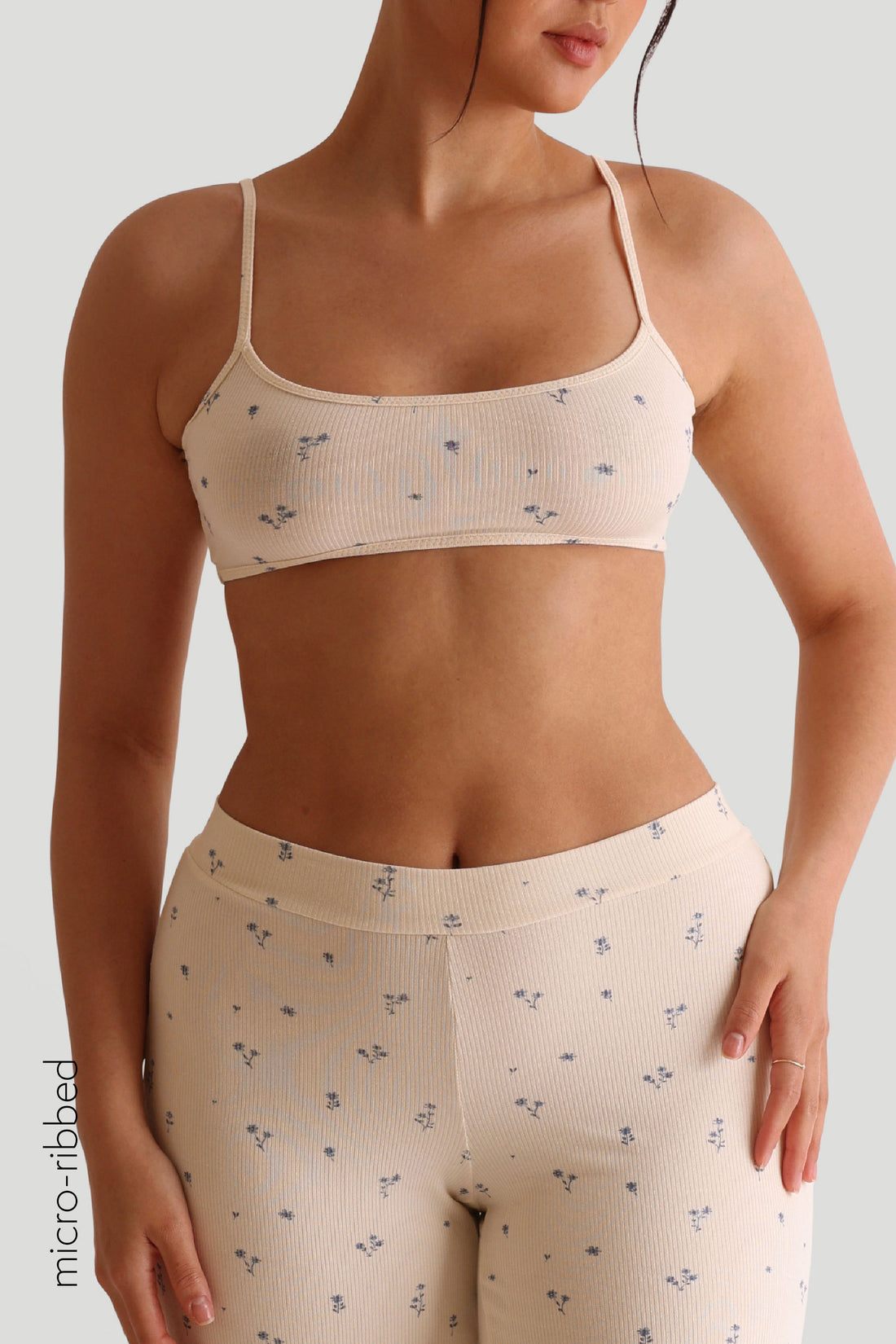 Slip-On Micro-Ribbed Bralette - Bloom