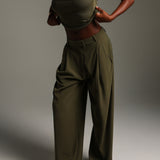 The Ivy Wide-Leg Trousers - Cypress