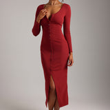 Air-Sleep Henley Maxi Dress - Cranberry