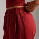 Cotton Boyfriend Sweatpants - Cranberry