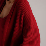 Merino Wool Cardigan - Cranberry