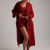 Merino Wool Cardigan - Cranberry