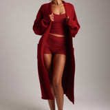 Merino Wool Cardigan - Cranberry
