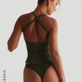 Form-Ribbed Cross-Back Tank Top - Cypress