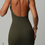 Form-Ribbed Open-Back Maxi Dress - Cypress