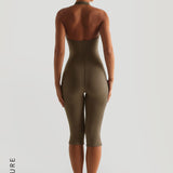 Capri Halter Jumpsuit - Latte Taupe