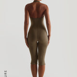 Capri Halter Jumpsuit - Latte Taupe