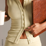 Form-Ribbed Button-Down Tank Top - Peppermint Tea