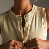 Form-Ribbed Button-Down Tank Top - Peppermint Tea