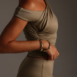 Atelier Ruched Top - Latte Taupe
