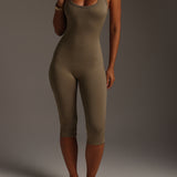 Capri Halter Jumpsuit - Latte Taupe