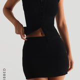 Form-Ribbed Button-Down Tank Top - Black