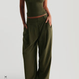 The Ivy Wide-Leg Trousers - Cypress