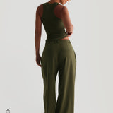 The Ivy Wide-Leg Trousers - Cypress