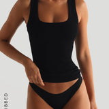 Essential Form-Ribbed Tank Top - Black