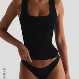Essential Form-Ribbed Tank Top - Black