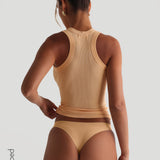 T-Shape Micro-Ribbed Tank Top - Honeypeach