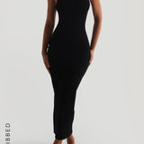 True Boat Neck Maxi Dress - Black