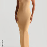 Form-Ribbed Open-Back Maxi Dress - Honeypeach